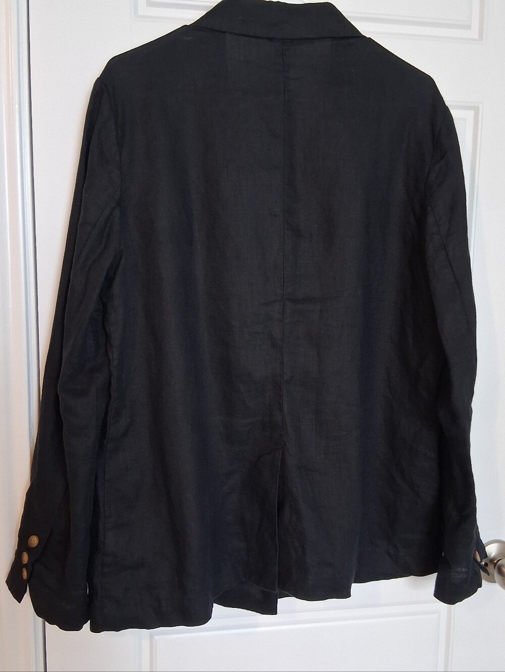 Quince 100% Organic European Linen Single-Breasted Blazer Jacket Black Women L - Picture 7 of 9